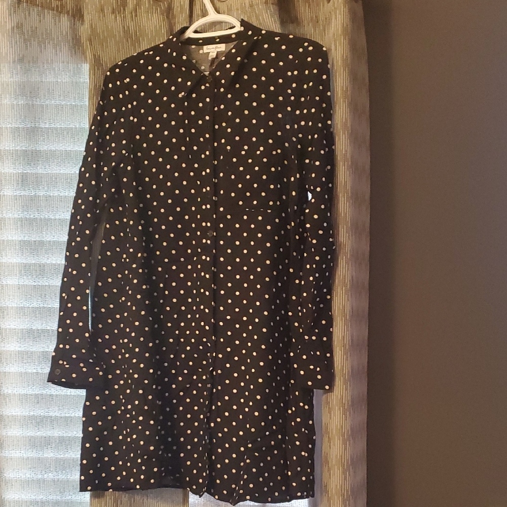 Love Fire Blue Long Sleeve Shirt Dress